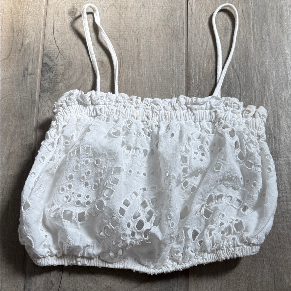 Express White Eyelet Crop Top